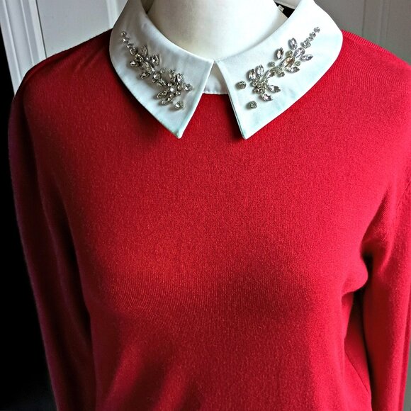 NWOT! CRYSTAL GEM EMBELLISHED SWEATER SZ M - Picture 2 of 5
